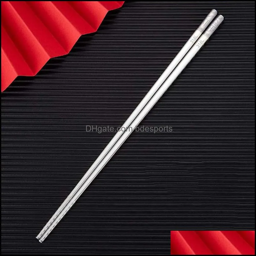 316L Stainless Steel Chopsticks Heat Insulation and Anti-scalding Home el Square Non-slip Chopstick a31