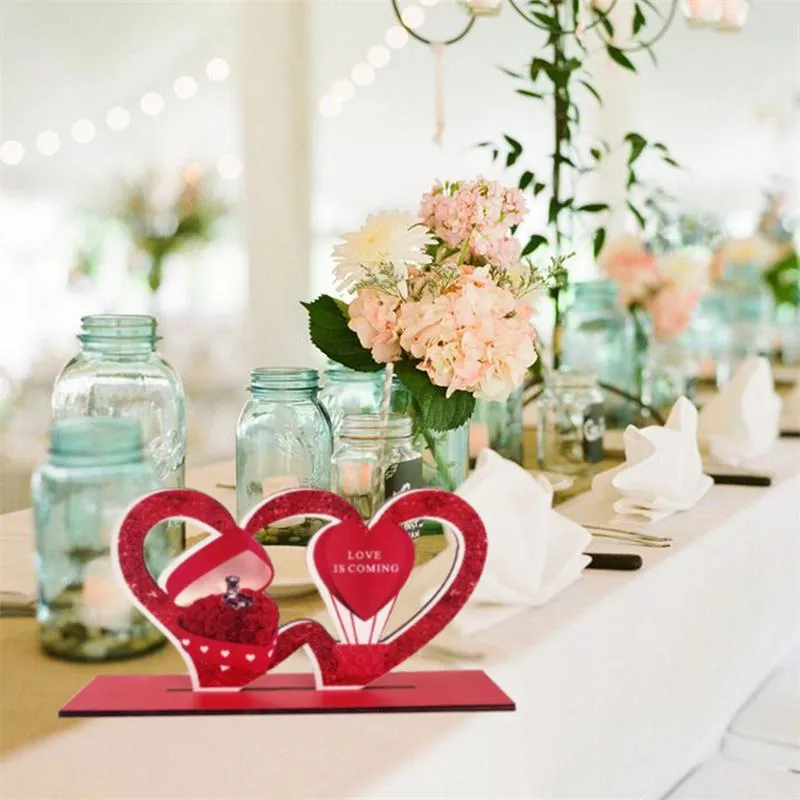 Valentines Day Party Wooden Tabletop Centerpiece Signs Love Heart Shaped Table Toppers for Wedding Anniversary Decoration