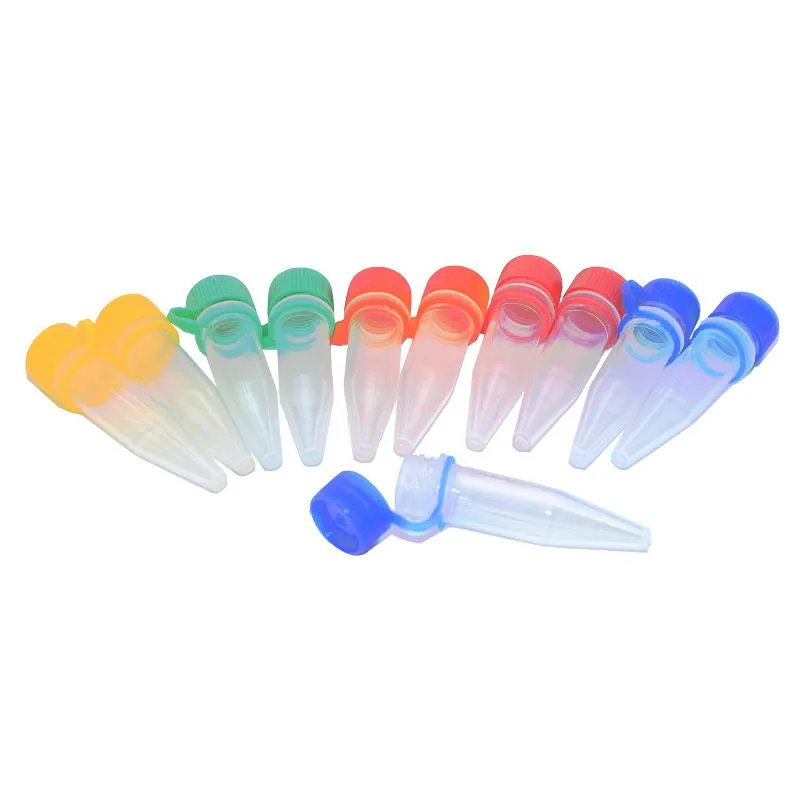 100pcs 플라스틱 테스트 튜브 Microcentrifuge 튜브 스냅 캡 1.5ml 실험실 원심 분리기 튜브 다채로운