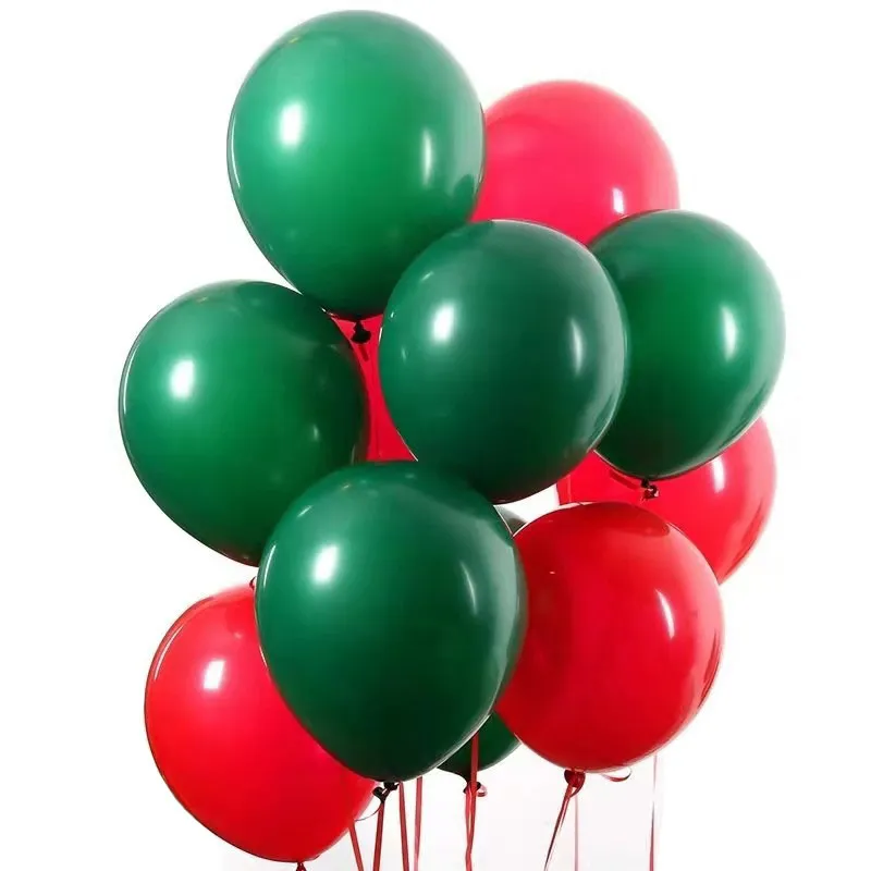 Рынок воздушных шаров 10 -дюймовые рождественские декоративные воздушные шары 100 штук/лот торговый торговый центр детский сад украшения вечеринки зеленый красный воздушный шар