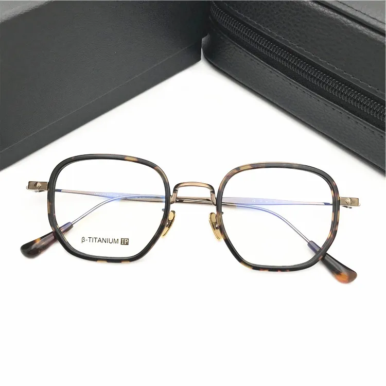 Marka Tasarımcısı Optik Gözlük Çerçevesi Moda Retro Poligon Titanyum Gözlük Çerçeveleri Erkekler Kadınlar Için Miyopi Gözlük Yüksek Kaliteli Gözlük Kılıfı Ile