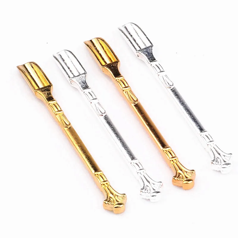 Premium Goldsilver Metal Spoon för Sniffer Snorter Rök Snuff Snort Wax Oil Powder Spoon Rökningstillbehör