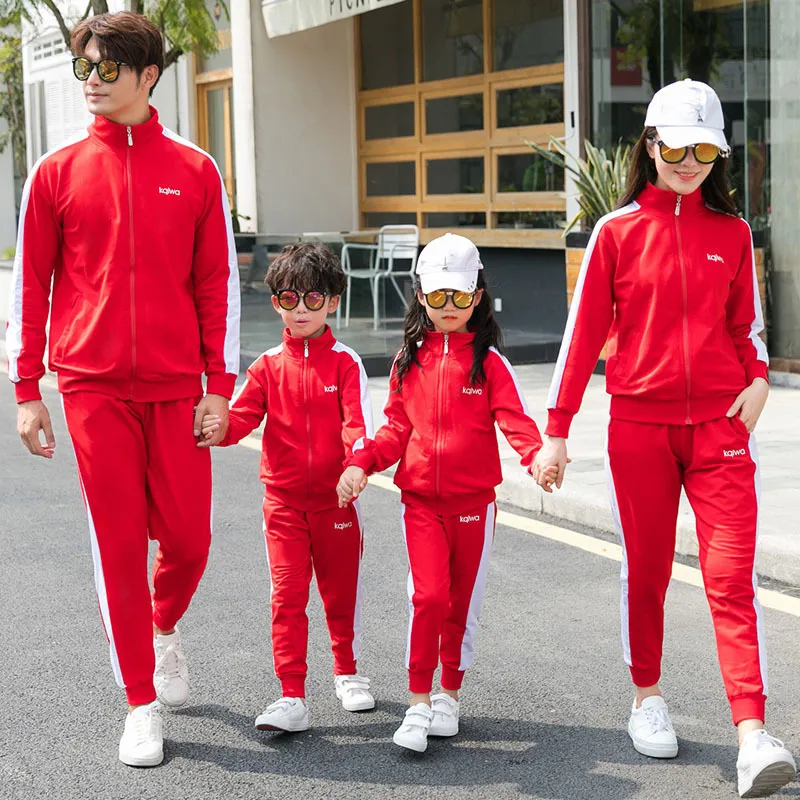 Mother Daughter Jacket Pants Set Family Matching Outfits Spring Autumn Father Son Clothes Set Family Clothing Men Women Children LJ201111