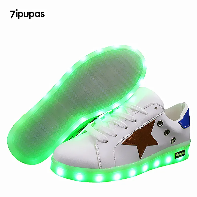 7ipupas USB illuminated krasovki luminous sneakers glowing kids shoes children with sole led light up sneakers for girls&boys