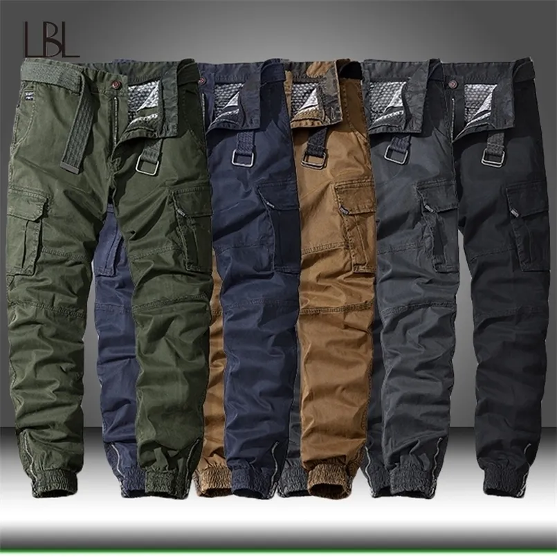 Mannen Casual Katoen Cargo Broek Elastische Outdoor Wandelen koning Tactische Joggingbroek Mannelijke Militaire Multi-Pocket Combat Broek 220311