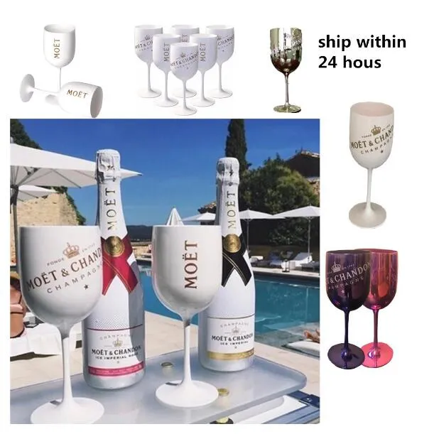 2PCS Święta Święta Święta Party Kieliszki do wina Unbreakable Wedding White Moet Champagne Coupes Flety Fluty Pina Acrylc Elegant290c