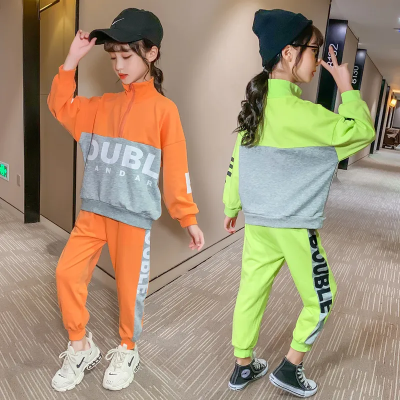 Ensemble de vêtements pour enfants filles, blogueur Push Fashion multicolore Patchwork, tenues de sport décontractées pour adolescentes
