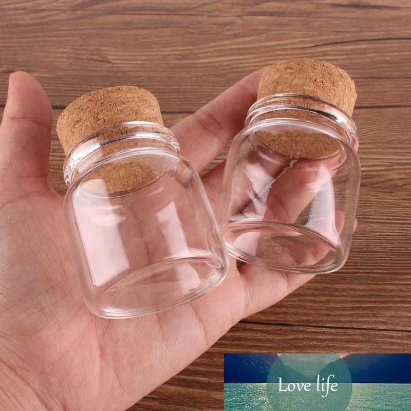 24pcs 47*50*33mm 50ml Mini Glass Wishing Bottles Tiny Jars Vials With Cork Stopper wedding gift