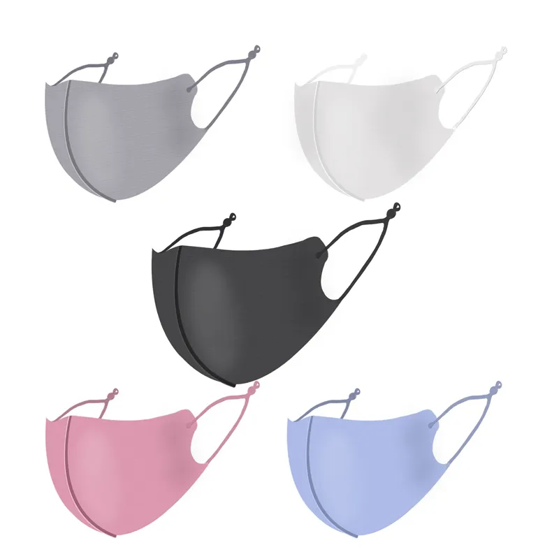 Masques en soie pour adultes, blanc, noir, bleu, réglable, refroidissement doux, unisexe, anti-poussière, lavable, anti-buée, pour femmes et hommes