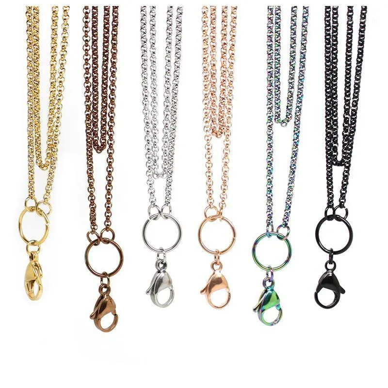 Partihandel-PANPAN 32 inches Rostfritt stål Rolo Chain Floating Locket Chains halsband Kedja1