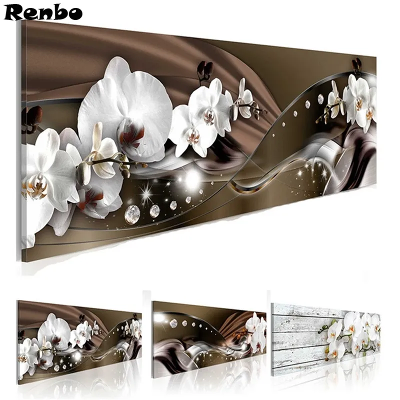 Bianco bellissimi fiori di orchidea pittura diamante strass 5D fai da te diamante ricamo, punto croce, diamante mosaico vendita, decorazione della parete T200111