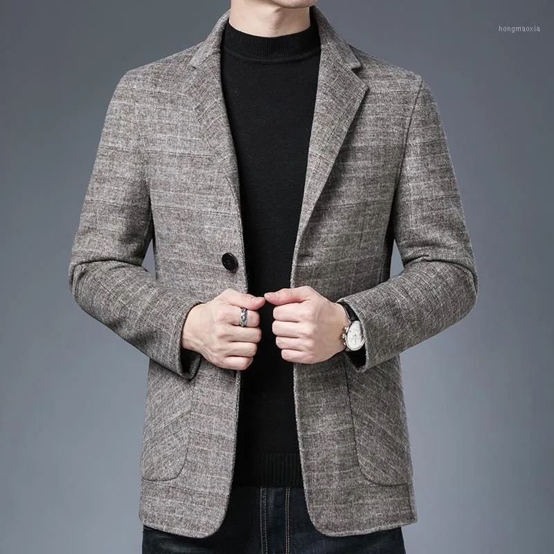 2020 The New Wool Wool Coat Young Han Han Edition Men Winter Leisure Men's Suit Suit Grid1