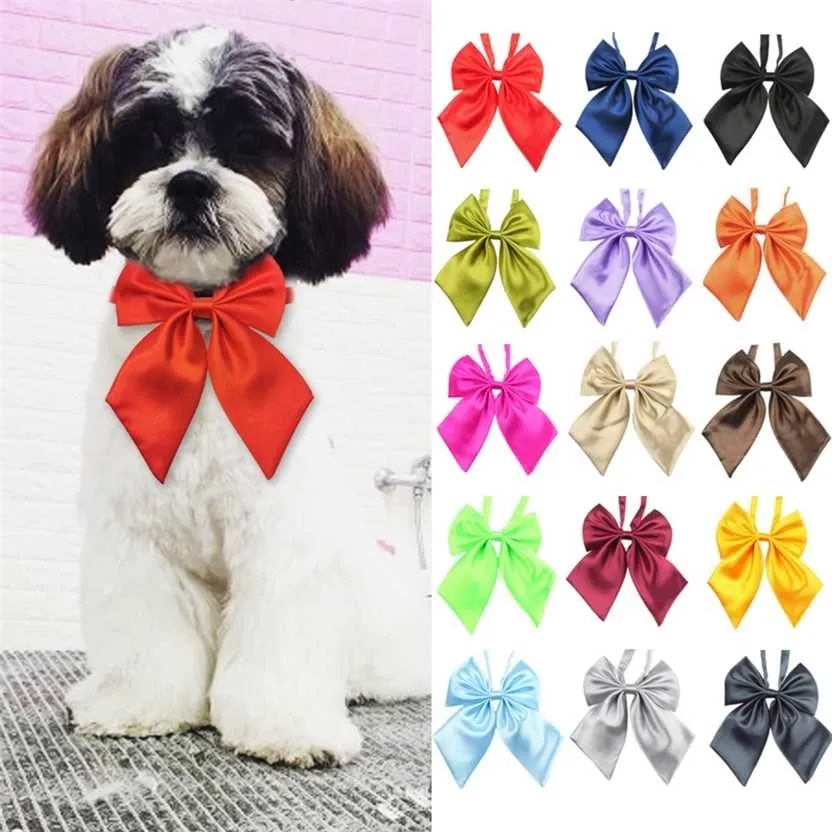 Vente en gros Mélange Couleurs Pet Chat Cat Cravat de chiot Chiot Toilettage Produits Réglable Bows Cou Accessoires pour S Fournitures 220125