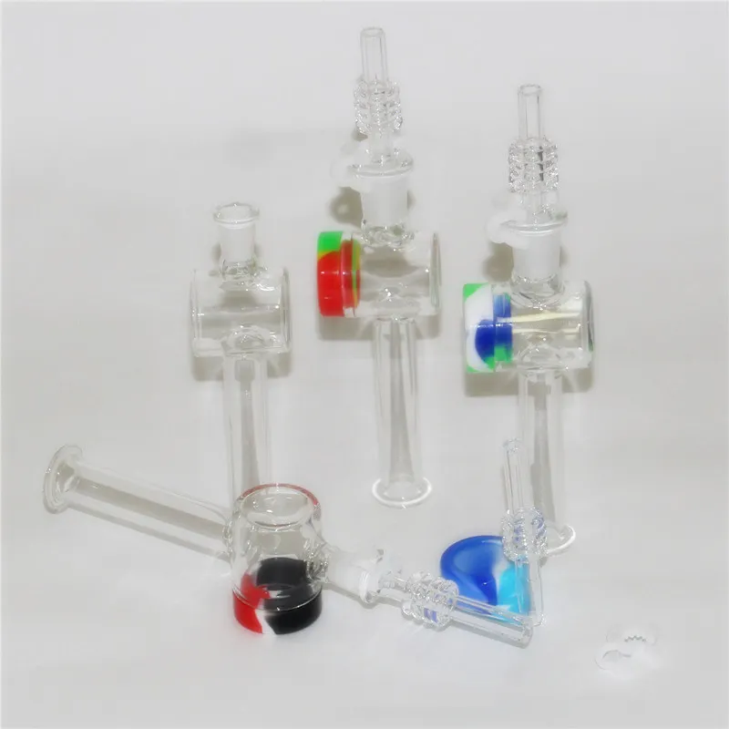 20pcs Hookahs Glass Nectar Dab Straw com 10mm de 14 mm Dicas de quartzo Keck clipe 5ml Silicone Reclaimer Nectar DHL
