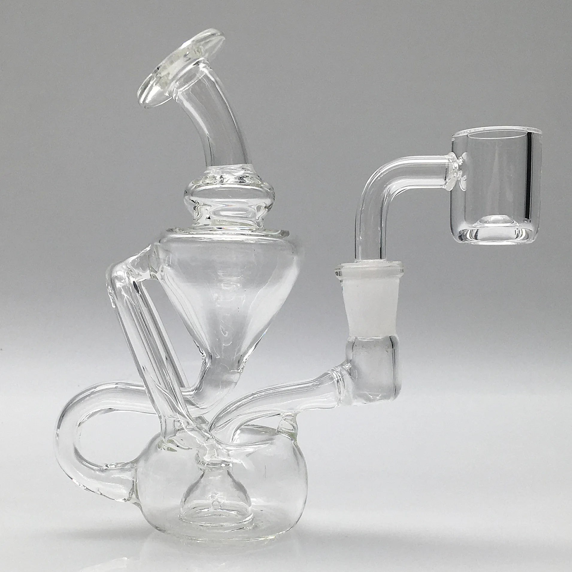 Clear Recycler Oil Rigs Glass Bong Mini Smoking Pipe 5inch Heady Glass Dab Rigs with 9mm Quartz Banger