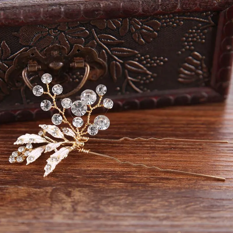 Luxe Haaraccessoires Voor Noiva Vintage Gold Metal Leaf Crystal Haar Kam Bruids Bruiloft Pins Vrouwen Partij Jewelry1205y
