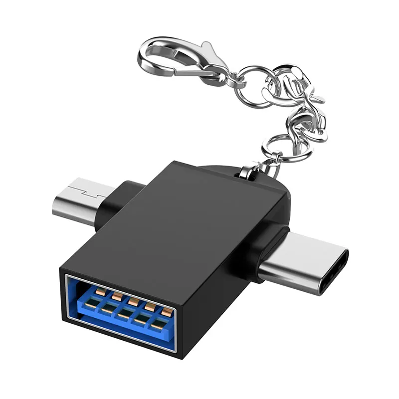 2 в 1 ОТГ адаптер USB 3.0 Женский на микросхемы Micro USB мужчина и USB C Разъем мужского пола алюминиевый сплав на конвертер Go Xiaomi Samsung Huawei смартфон