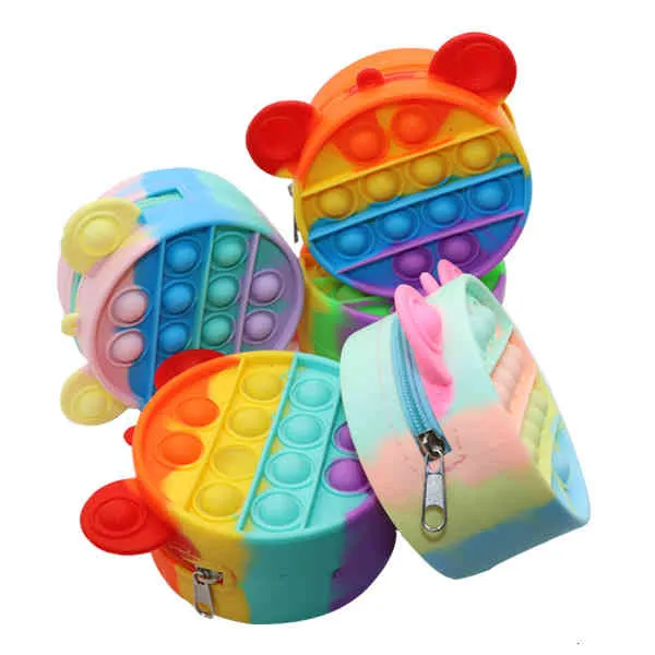 5A+Fidget Toys Sensory Christmas halloween Fashion shoulder bag coin purse Push Bubble Colorful Anti Stress Children Adults Decompression To