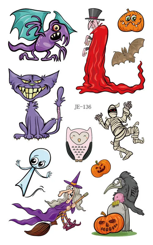 20 Blätter Halloween Temporär-Tattoos Für Kinder – Wasserfest, Einfach Anzuwenden, Spaßige Motive