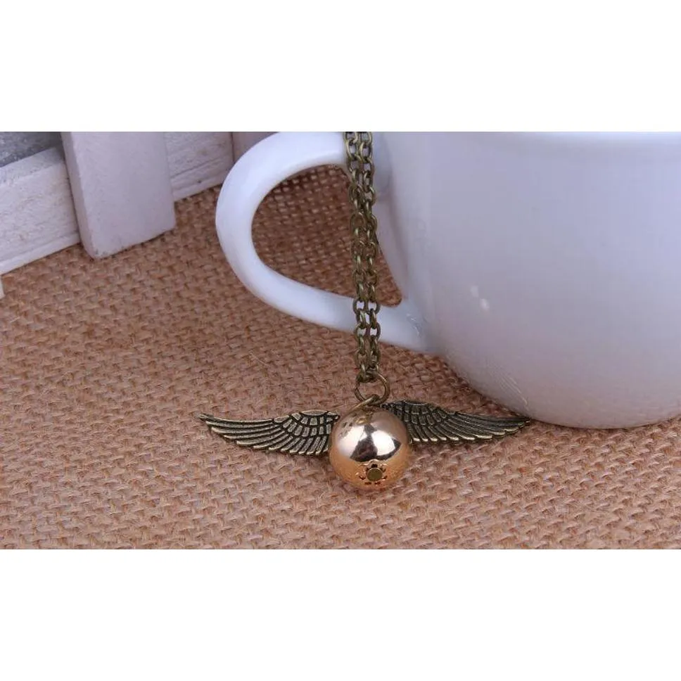 new style silver wings snitch gold necklace pendant golden snitch wings necklace golden wholesale shipping