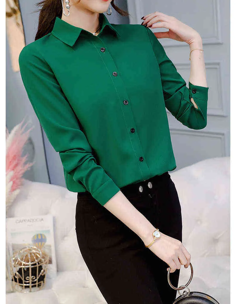 Blusa verde Mujeres gasa oficina carrera camisetas tops moda moda casual larga blusas femme blusa ns4318 h1230
