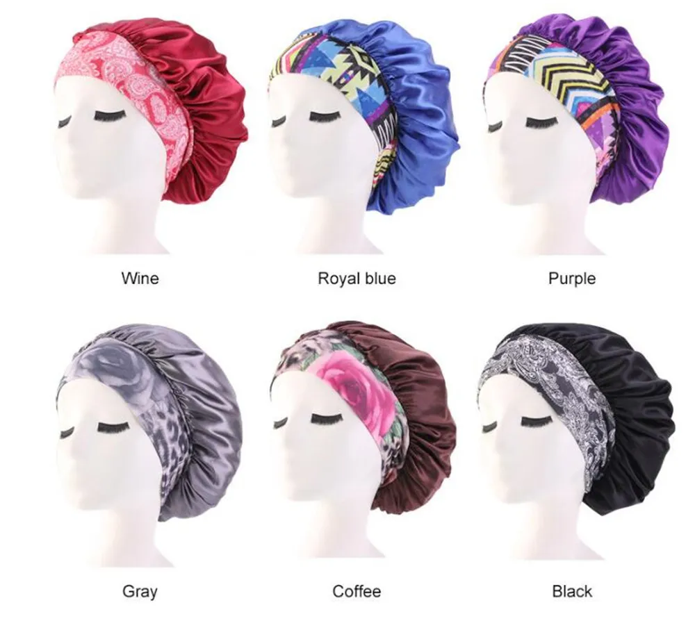 Cuffia Da Notte In Raso Di Seta Per Capelli Ricci E Lunghi - Fascia Elastica Morbida - Nero