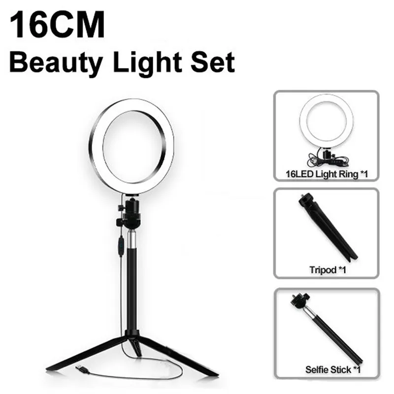 Dimbar LED Ring Light Lamp Tripod Stand Camera Photo Studio Selfie Telefon Video Vit Varm Skönhetsljus