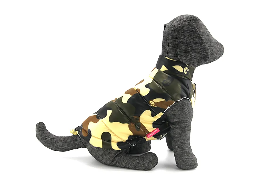  New Double-sided Wear Dog Winter Clothes Warm Vest Camouflage Letter Pet Clothing Coat For Puppy Small Medium Large Dog XXL 311