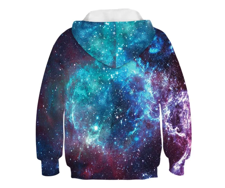 Barnkläder 2020 Big Kids Fall / Winter New Sky Digital Print Hooded Sweater Boys and Girls Jackets Family Matching Outfits