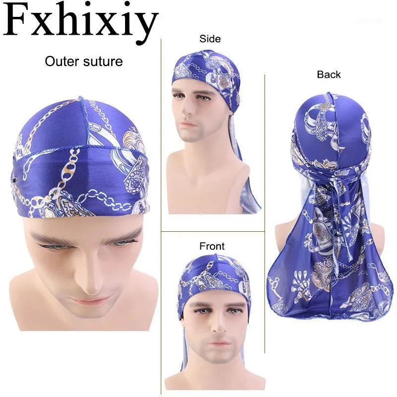 Beanie/Skull Caps Silky Print Extra Long Tail Durag Doo Rag Pirate Hat Biker Turban Headband Headscarf Bandans Hairband1