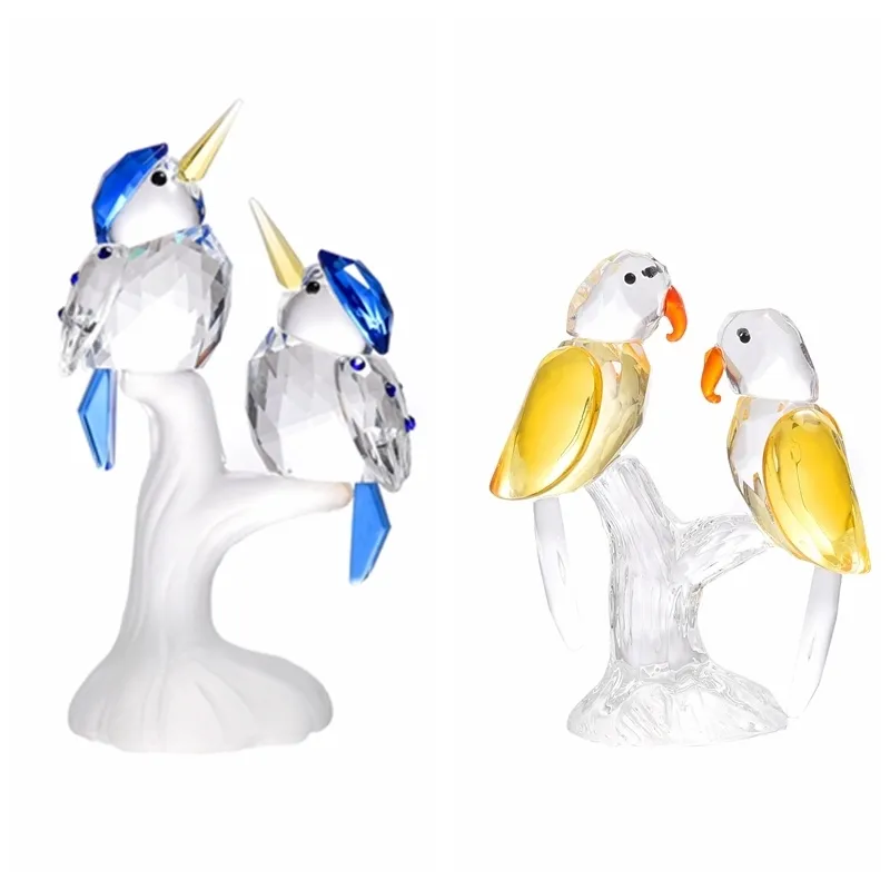Élégant Verre Animaux Oiseaux Figurines Presse-papiers Cristal Artisanat Miniature Figurine Cadeaux De Noël Maison De Mariage Décor 201201