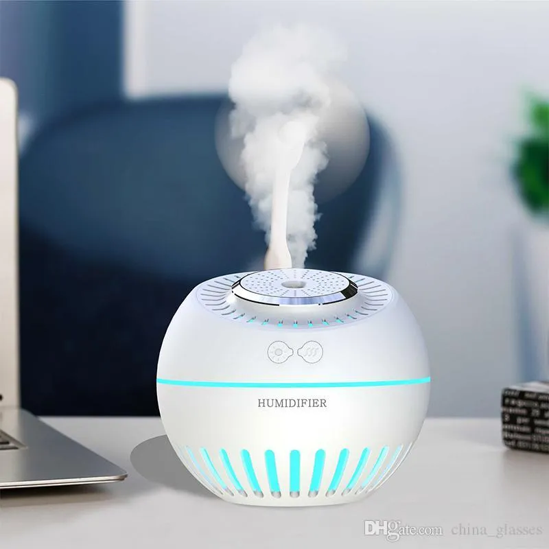 100 Uds moda 380ML humidificador de diamante mágico luz nocturna USB purificación de aire creativo coche escritorio dormitorio hogar humidificadores portátiles