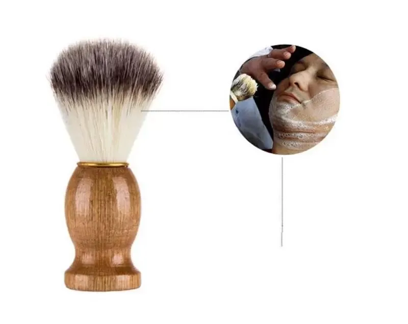 2022 rasage à chaud Salon de coiffure hommes visage barbe dispositif de nettoyage outil de rasage doux blaireau avec manche en bois pour hommes