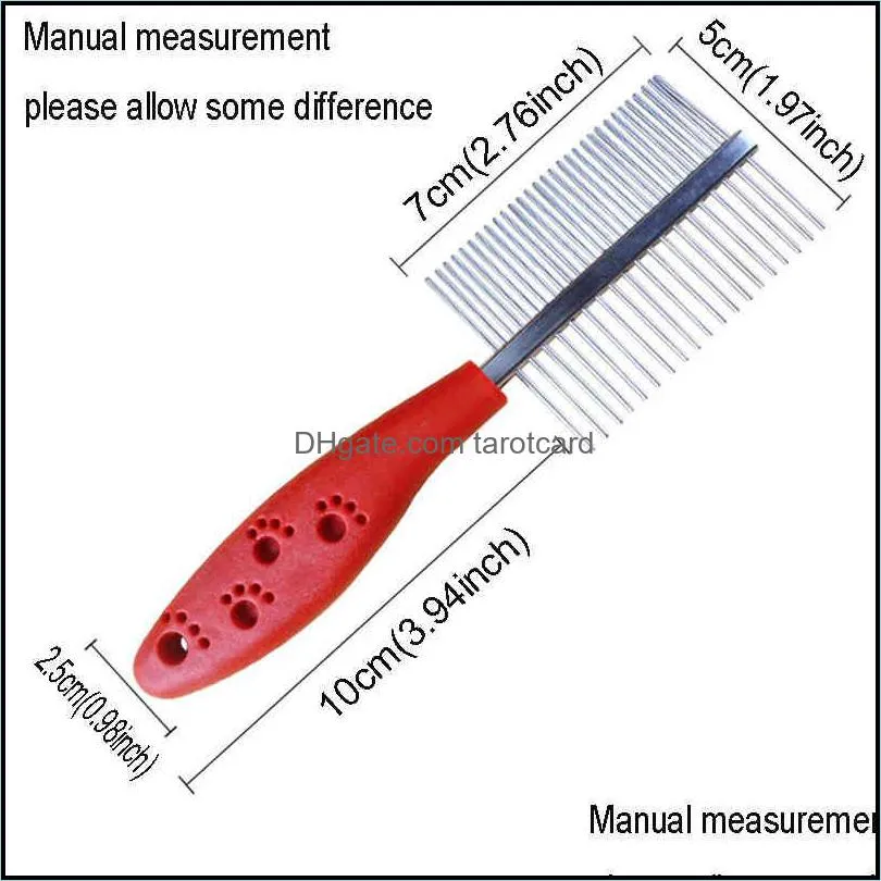 Plastic Beauty Tools Pet Hair Double-sided Comb Stainless Steel Pin Double Rows Pets Dogs Cat Fur Remover Brush Combs Groomings Tool