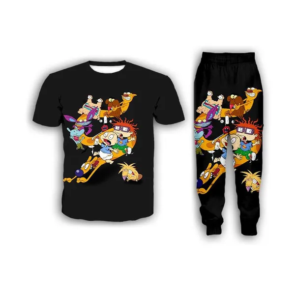 Nuove donne di moda/uomini Cartoon Rugrats a Parigi Divertente stampa 3d T-shirt/pantaloni jogger/tuta casual Imposta K16