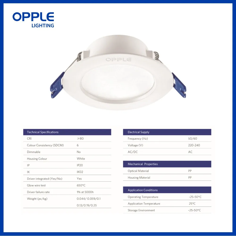 DHgate OPPLE 6 Pack LED Downlights 4W 6W Dimmable Ceiling Spotlights 3000K Warm White 6000K Cool White Flicker Free Energy Saving for Kitchen Living Room Bedroom Lights Lighting