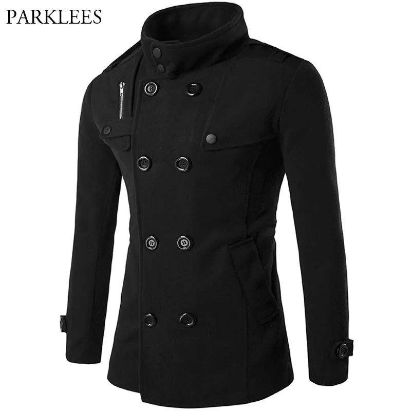 Brand New British Style Double Breasted Trench Winter Mens Double