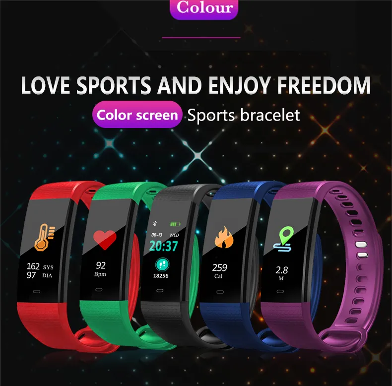 Y5 Smart Armband Hjärtfrekvens Blodtrycksmonitor Tracker Fitness Tracker Smart Wristband Vattentät Smart Watch Pedometer