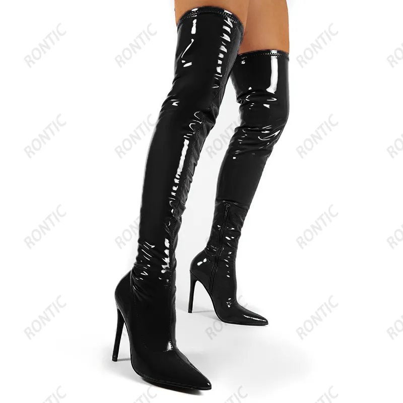 Pink Patent Leather Heels Womens Pointed Toe Thigh From Factory