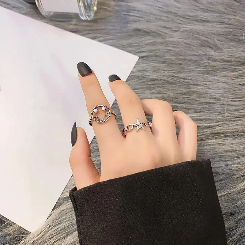 Anéis de cluster anel de atacado elegante ajuste dedo mulheres menina senhora letra gota jóias presente