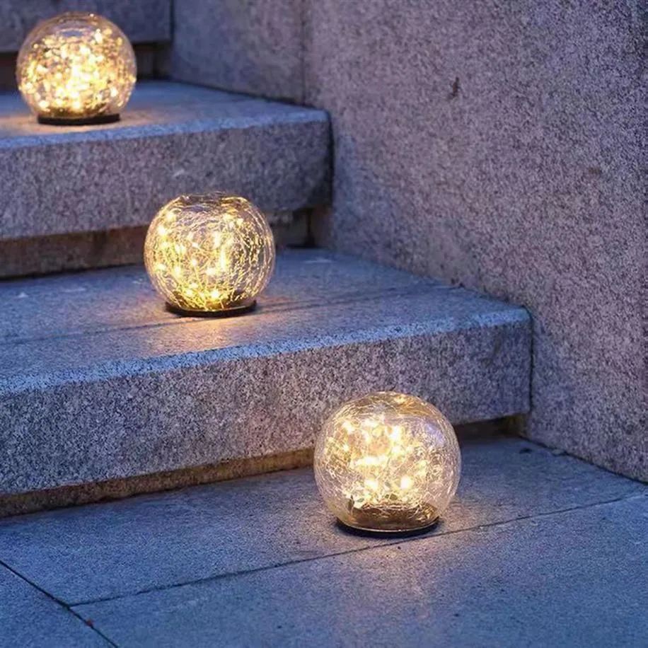 LED Solar Ground Lamp Garden Courtyard Decoratie Begraven Licht Kerstmis Outdoor Glass Ball DHL540H