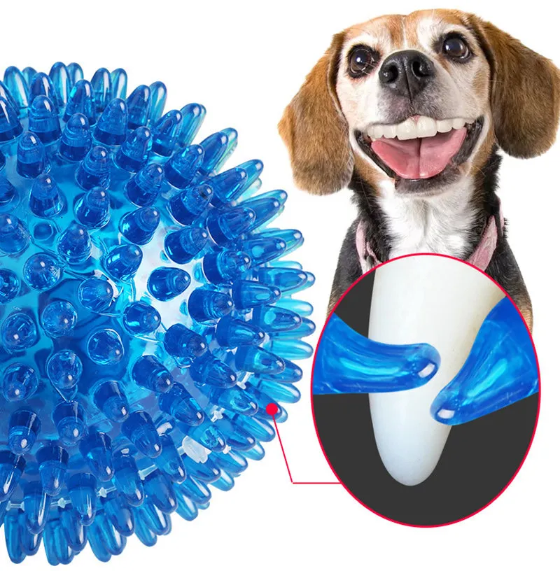 Dog Spiky Ball Toys Dog Squeaky Chew Balls with Ultra Bouncy Durable TPR Rubber Dog Toys Ball for Puppy Teething Toys and Pet Cleans Teeth