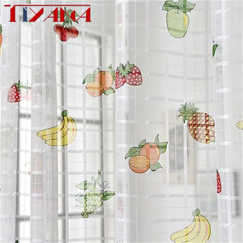 Fini Fruits Impression Rideau Tulle Salon Chambre Enfants Dépistage cuisine Sheer Rideaux Rideau W-ZH026 # 4 Y200421