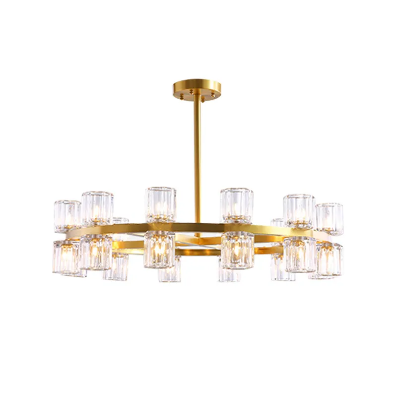 Luzes pendentes de cobre cheias de luxo, contemporâneas, quentes, românticas, lustrosas, cristal, penduradas, para casa, hotel, villa, decoração, lâmpada led g4