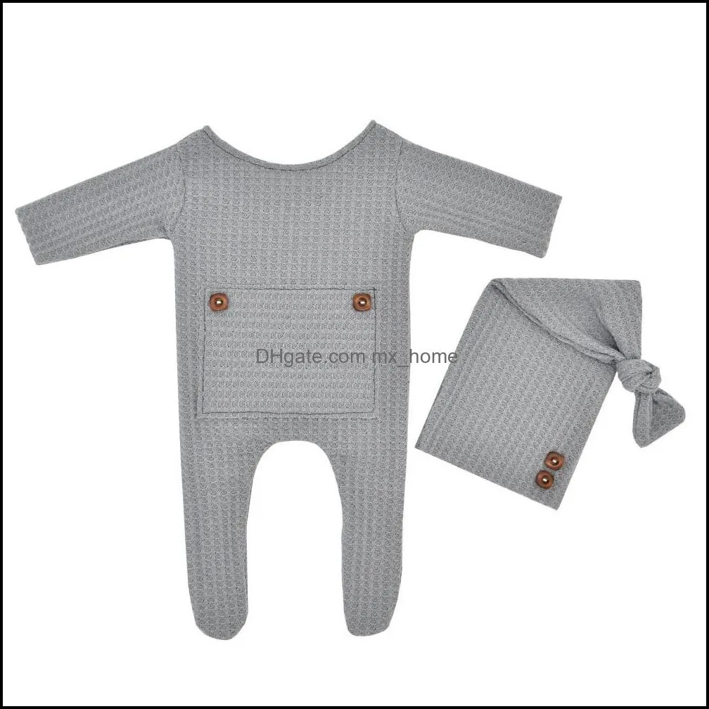 Baby Girl BOYS knitted one piece suit with long tail cap Photography Props Infant Cute Newborn Romper Bodysuit Pictures Clothing