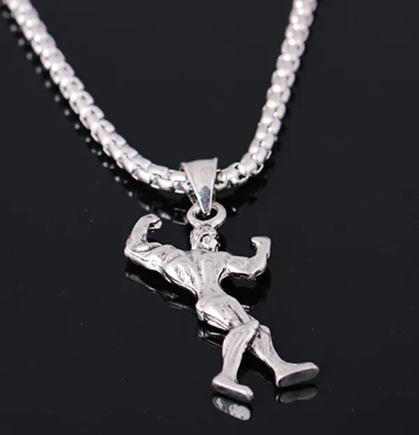 Weightlifting Pendant Necklace Necklace Muscle Men Sport Necklace Fitness Hip Hop Jewelry