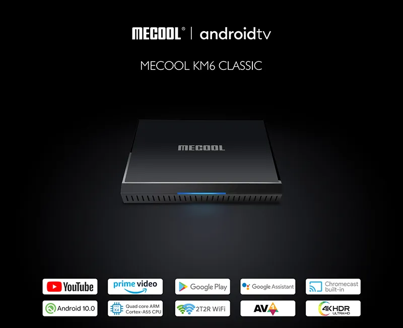 Mecool KM6クラシックAndroidtv 10.0 Amlogic S905X4 2GB 16GB 2.4G 5G WiFiワイドビインL1 Google認定音声セットトップボックス