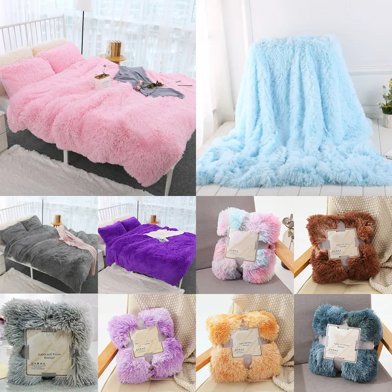 23 Solid Color Fashion Plush Blanket Winter Warm Sofa Throw Blanket Home Decorations Kids Blanket XD24376