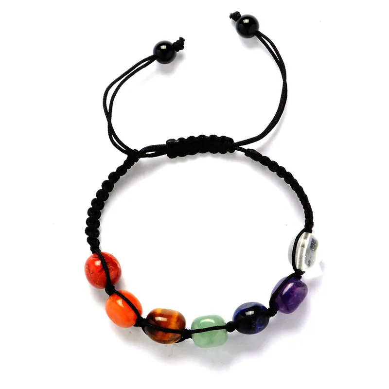 Natural Crystal Stone Bracelet Strands Color Chakra Stones Fashion Braided Bracelets Palm Reiki Healing Yoga Power Gem
