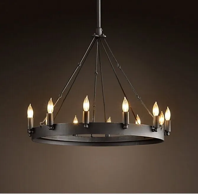 Ny modern Camino Round Chandelier Loft Round Table Warrior Candle Pendant Lamp Dia 75cm